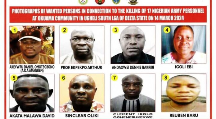 Military declares Delta Monarch, seven others wanted